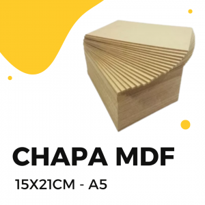 Chapa MDF 3mm Placa Decoração - 15X21cm A5 MDF 15X21 CM   Corte reto 