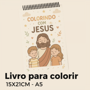 Livro de Colorir - Colorindo com Jesus Miolo 180g    Capa dura 35 Desenhos para pintar.